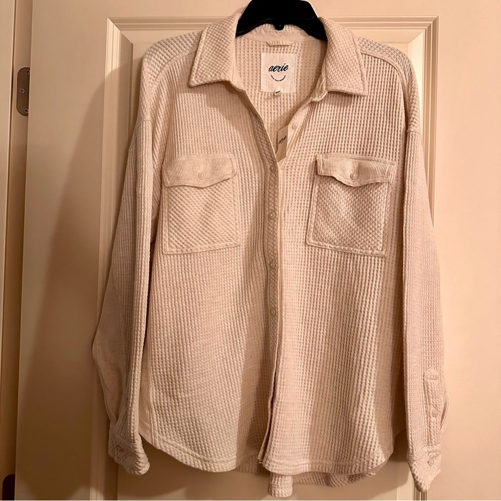 NWT Aerie Waffle Button Down Shirt